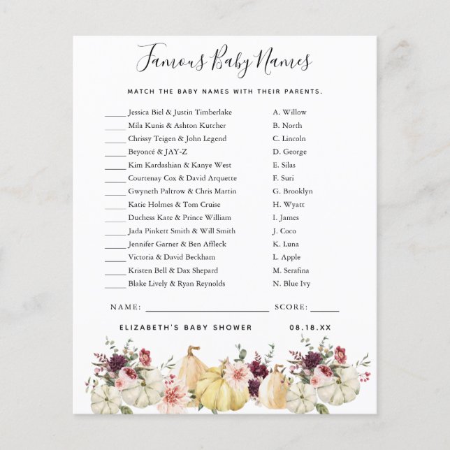 Famous Baby Names | BABY SHOWER (Voorkant)