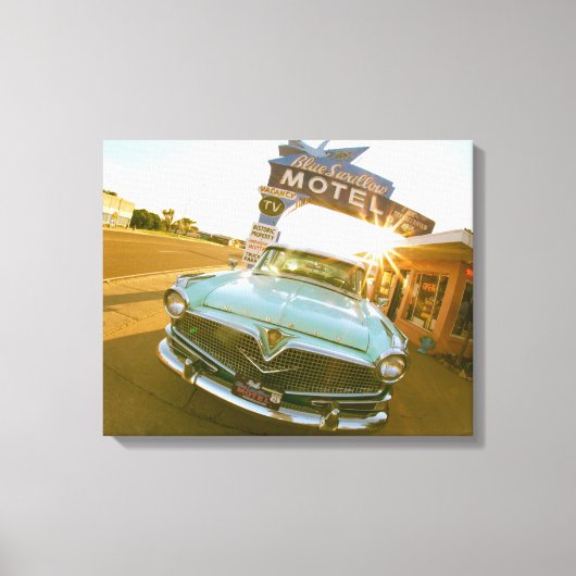 Famous Blue Swallow Motel aan Route 66 Canvas Afdruk (Voorkant)