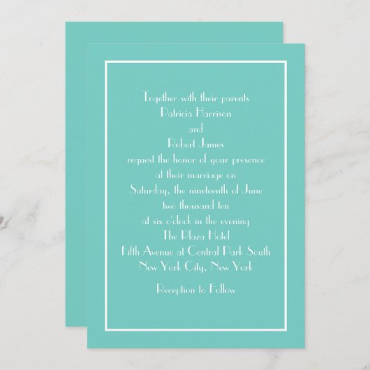 Famous Blue Wedding Uitnodiging (Voorkant / Achterkant)