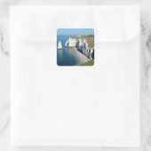 Famous cliffs of Etretat in France Vierkante Sticker (Tas)