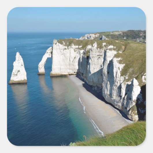 Famous cliffs of Etretat in France Vierkante Sticker (Voorkant)