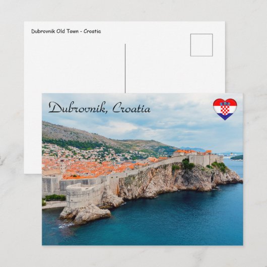 Famous Dubrovnik oude stad daken & muren - Kroatië Briefkaart (Voorkant / Achterkant)