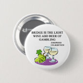 FAMOUS DUPLICATE BRIDGE QUOTE RONDE BUTTON 5,7 CM (Voorkant /achterkant)