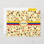 Famous Items of Colombia with Flag Briefkaart (Voorkant / Achterkant)