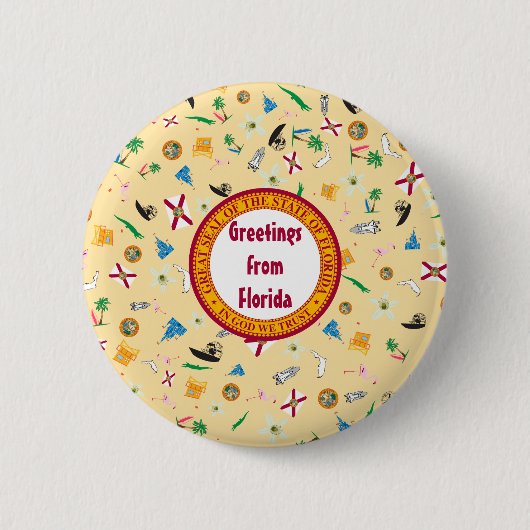 Famous Items of Florida - de sunshine state Ronde Button 5,7 Cm (Voorkant)