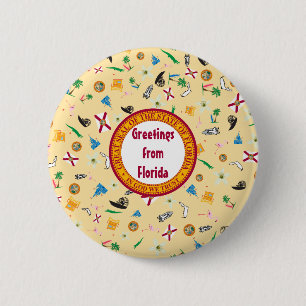 Famous Items of Florida - de sunshine state Ronde Button 5,7 Cm