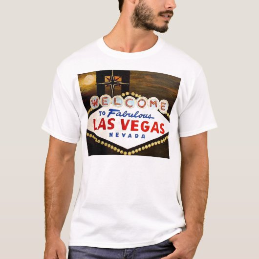 Famous Las Vegas Sign Night Time - Moon over Vegas T-shirt (Voorkant)