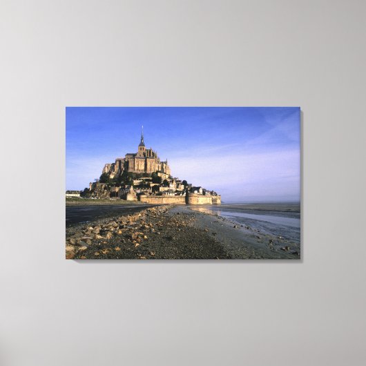 Famous Le Mont St. Michel Island Fortress in Canvas Afdruk (Voorkant)