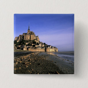 Famous Le Mont St. Michel Island Fortress in Vierkante Button 5,1 Cm