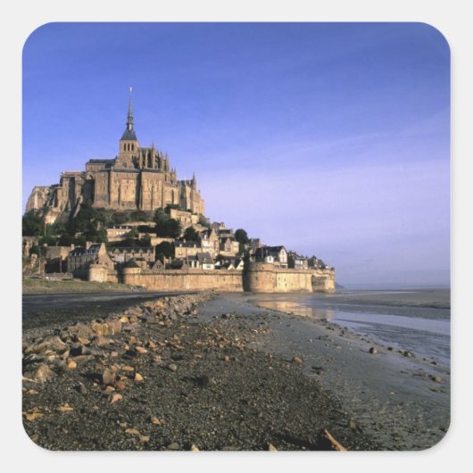 Famous Le Mont St. Michel Island Fortress in Vierkante Sticker (Voorkant)