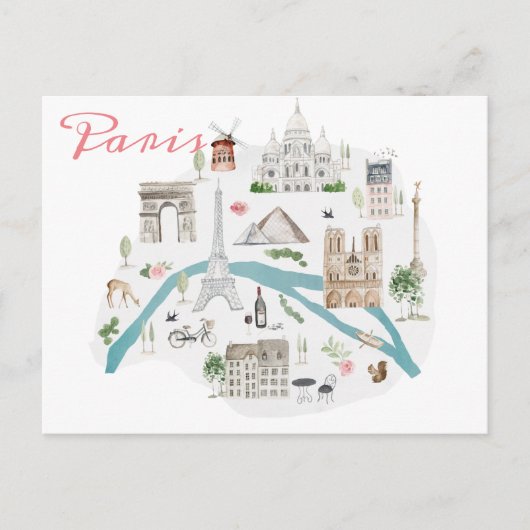 Famous Paris Landmarks Ansichtkaart Briefkaart (Voorkant)