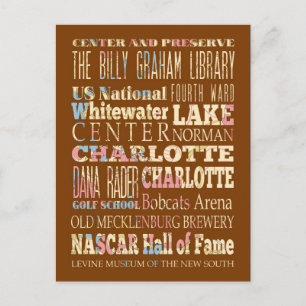 Famous Places of Charlotte, North Carolina. Briefkaart