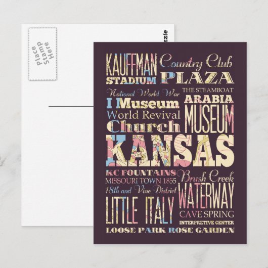 Famous Places of Kansas, Verenigde Staten. Briefkaart (Voorkant / Achterkant)