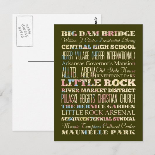 Famous Places of Little Rock, Arkansas. Briefkaart (Voorkant / Achterkant)