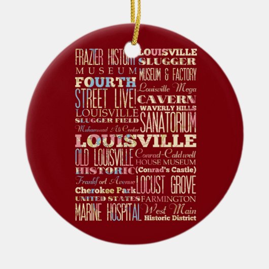 Famous Places of Louisville, Kentucky. Keramisch Ornament (Voorkant)