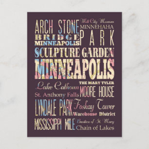 Famous Places of Minneapolis, Minnesota. Briefkaart