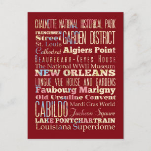Famous Places of New Orleans, Louisiana. Briefkaart
