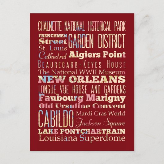 Famous Places of New Orleans, Louisiana. Briefkaart (Voorkant)
