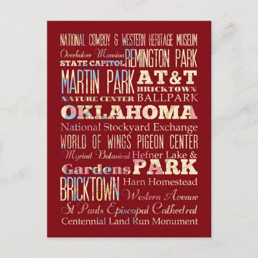 Famous Places of Oklahoma, Verenigde Staten. Briefkaart (Voorkant)