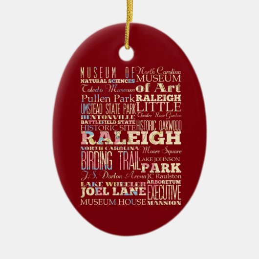 Famous Places of Raleigh, North Carolina. Keramisch Ornament (Voorkant)