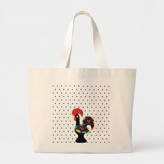 Famous Rooster of Barcelos Nr 09 - Polka Dots Grote Tote Bag (Voorkant)