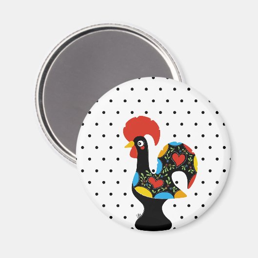 Famous Rooster of Barcelos Nr 09 - Polka Dots Magneet (Voorkant / Achterkant)