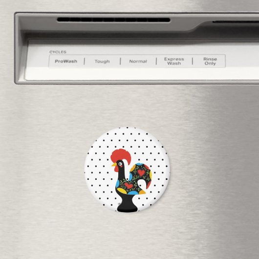 Famous Rooster of Barcelos Nr 09 - Polka Dots Magneet (Insitu (Vaatwasser))