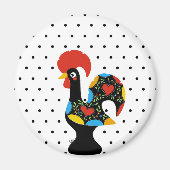 Famous Rooster of Barcelos Nr 09 - Polka Dots Magneet (Voorkant)