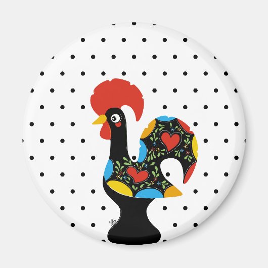 Famous Rooster of Barcelos Nr 09 - Polka Dots Magneet (Voorkant)