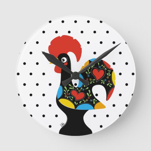 Famous Rooster of Barcelos Nr 09 - Polka Dots Ronde Klok (Voorkant)