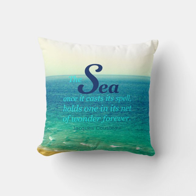 FAMOUS ZEE QUOTE JACQUES COUSTEAU PILLOW KUSSEN (Voorkant)