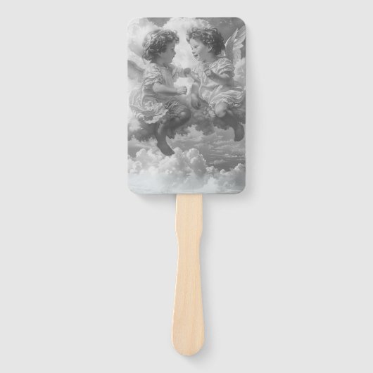 Fan 2 Cherubs in de hemel Handwaaier (Voorkant)