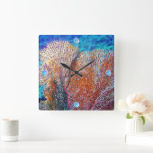 Fan Coral Vierkante Klok (Huis)