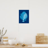 Fan Coral Zee Life Print, Indigo Blue en White Poster (Keuken)