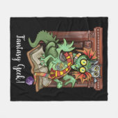 Fan Dragon "Fantasy Geek" Fleece Deken (Voorkant (Horizontaal))