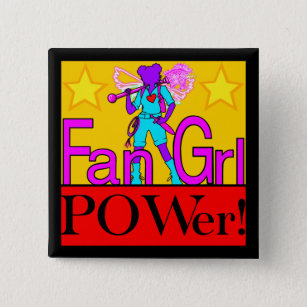 Fan Grl POWer! Colorful Fun Button Pin