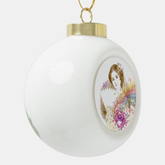 Fan Lady Ceramic Ornament Ball (Links)