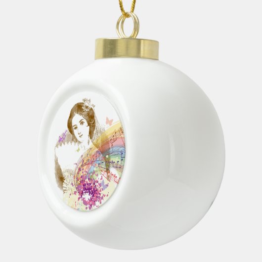  Fan Lady Ceramic Ornament Ball (Rechts)