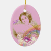  Fan Lady ColorSplash Roze Oval Ornament (Voorkant)