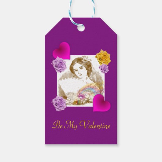  Fan Lady Deep Paarse Valentijn Gift Labels Cadeaulabel (Voorkant)