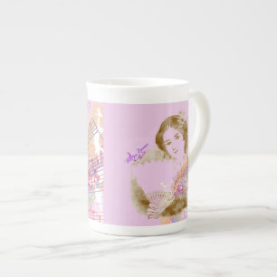  Fan Lady Pink Bone China Cup Porselein Kop