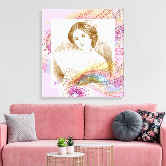  Fan Lady Stretched Canvas Art (Insitu (Woonkamer))