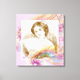  Fan Lady Stretched Canvas Art Afdruk