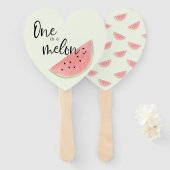 FAN One in een meloen watermeloen Handwaaier (Voorkant en achterkant)