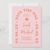 Fan Palm Leaf Tropical Bright Summer Save the Date Kaart (Voorkant)