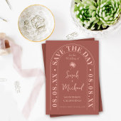 Fan Palm Leaf Tropical Bright Summer Save the Date Kaart