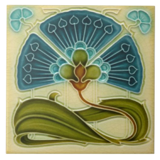 Fan-tastic Repro Richards Art Nouveau Blauwgroen F Tegeltje (Voorkant)