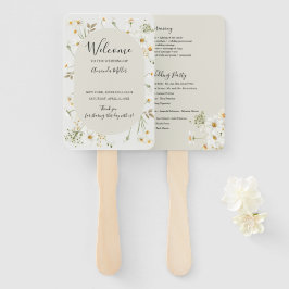fan van Daisy Wildflower huwelijksprogramma Handwaaier