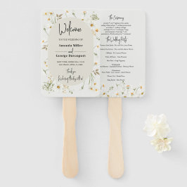 fan van Daisy Wildflower huwelijksprogramma Handwaaier