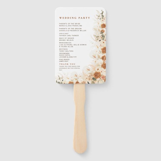 Fan van het huwelijksprogramma | Rustieke Bloemen  Handwaaier (Achterkant)